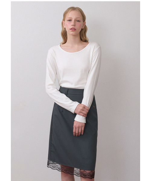 MICANE(ミケーネ)の「リビアレーストリミングミディスカート(スカート・レディース・チャコール/ブラック・XX-LARGE/X-SMALL/MEDIUM/LARGE/X-LARGE/SMALL)」の8枚目の写真
