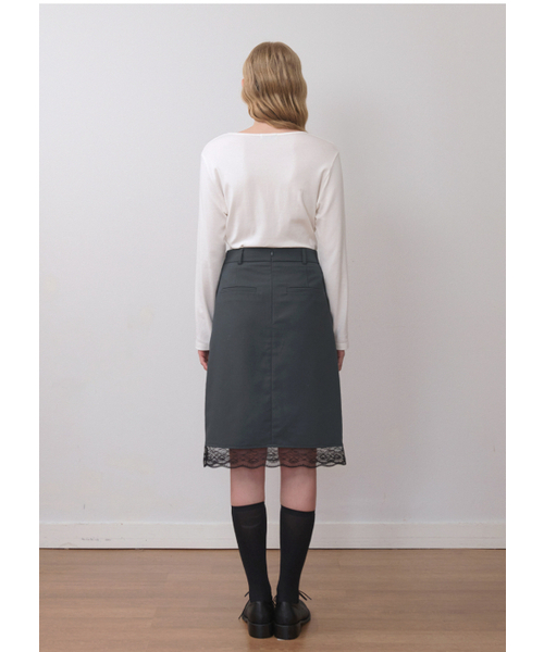 MICANE(ミケーネ)の「リビアレーストリミングミディスカート(スカート・レディース・チャコール/ブラック・XX-LARGE/X-SMALL/MEDIUM/LARGE/X-LARGE/SMALL)」の10枚目の写真