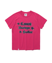 W RAWCUT APPLIQUE SS TEE PINK(CV2EMFT518A)