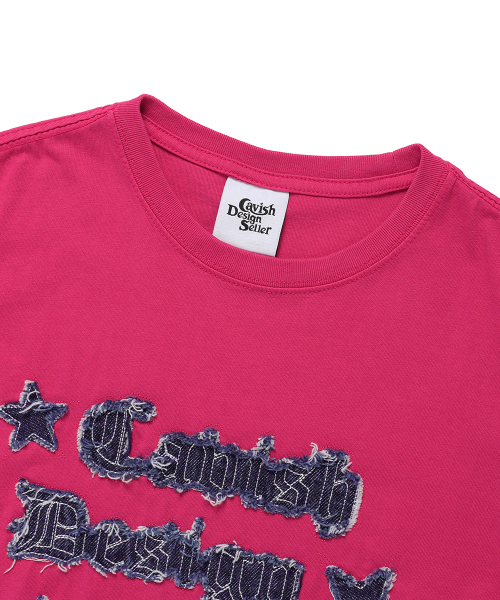 Cavish(カビシ)の「W RAWCUT APPLIQUE SS TEE PINK(CV2EMFT518A)(Tシャツ/カットソー・レディース・ピンク・FREE)」の3枚目の写真