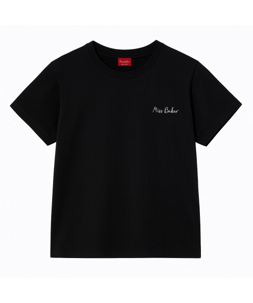 MISS BAKER(ミス ベイカー)の「スモールロゴ刺繍Tシャツブラック(メンズ)(Tシャツ/カットソー・メンズ・ブラック・LARGE/X-LARGE)」の1枚目の写真