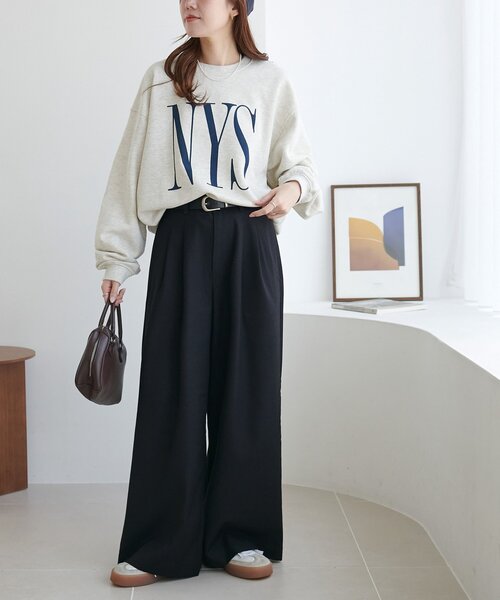 DISCOAT（ディスコート）の「【こなれ感と快適さを両立】ウールブレンドワイドパンツ（スラックス・レディース・ブラック/ブラウン/ベージュ・LARGE/SMALL/MEDIUM）」の14枚目の写真