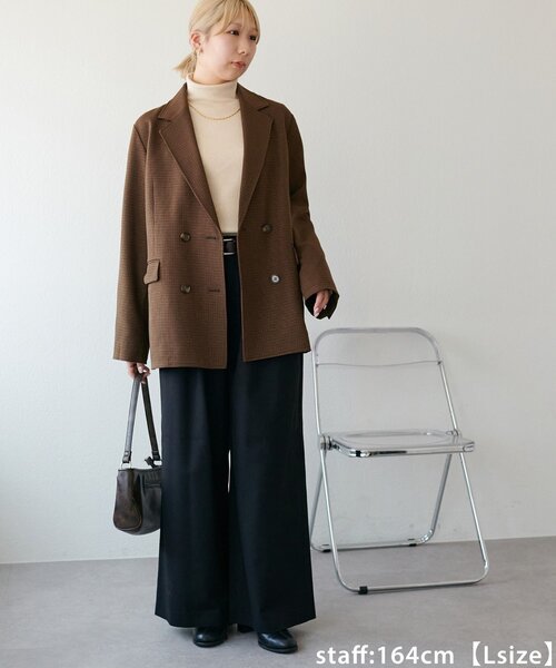 DISCOAT（ディスコート）の「【こなれ感と快適さを両立】ウールブレンドワイドパンツ（スラックス・レディース・ブラック/ブラウン/ベージュ・LARGE/SMALL/MEDIUM）」の18枚目の写真