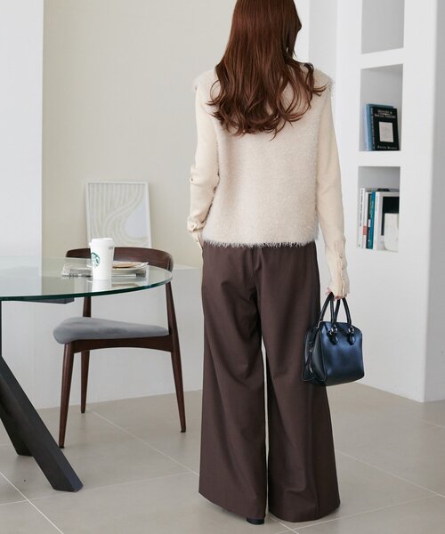 Oscalito シルク メリノウール ストレッチ ワイドパンツ 7889 Oscalito シルク メリノウール ストレッチ ワイドパンツ 7889