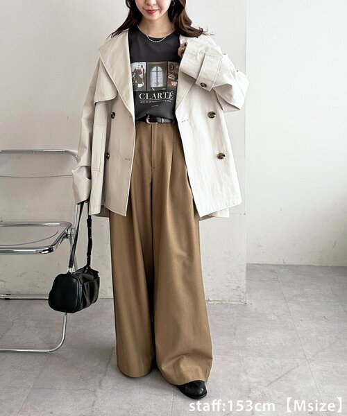 DISCOAT（ディスコート）の「【こなれ感と快適さを両立】ウールブレンドワイドパンツ（スラックス・レディース・ブラック/ブラウン/ベージュ・LARGE/SMALL/MEDIUM）」の16枚目の写真