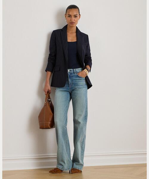 LAUREN RALPH LAUREN(ローレン ラルフ ローレン)の「ストライプド ウールブレンド ツイル ブレザー(テーラードジャケット・レディース・ネイビー系1・0/2/4/6/00)」の8枚目の写真