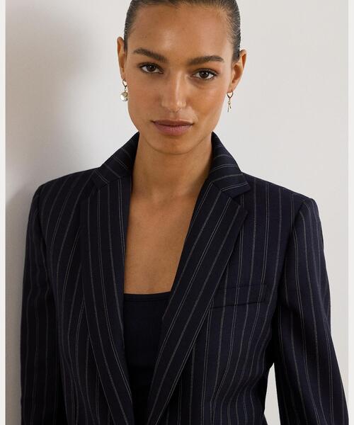 LAUREN RALPH LAUREN(ローレン ラルフ ローレン)の「ストライプド ウールブレンド ツイル ブレザー(テーラードジャケット・レディース・ネイビー系1・0/2/4/6/00)」の6枚目の写真