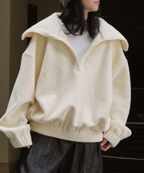 セール】もこもこボアハーフジッププルオーバー（その他トップス）｜by