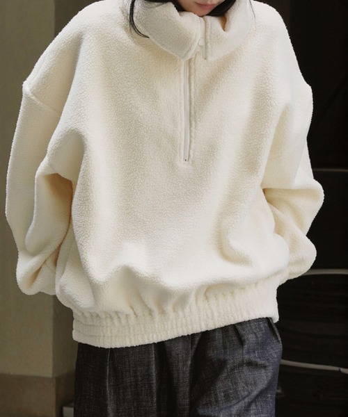 by LEGNA(バイレグナ)の「もこもこボアハーフジッププルオーバー(その他トップス・レディース・アイボリー/ダークグレー・MEDIUM/LARGE/X-LARGE)」の5枚目の写真