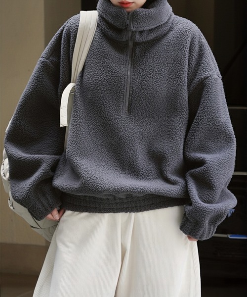 by LEGNA(バイレグナ)の「もこもこボアハーフジッププルオーバー(その他トップス・レディース・アイボリー/ダークグレー・MEDIUM/LARGE/X-LARGE)」の7枚目の写真