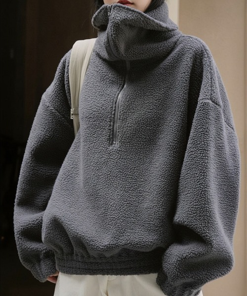 by LEGNA(バイレグナ)の「もこもこボアハーフジッププルオーバー(その他トップス・レディース・アイボリー/ダークグレー・MEDIUM/LARGE/X-LARGE)」の8枚目の写真