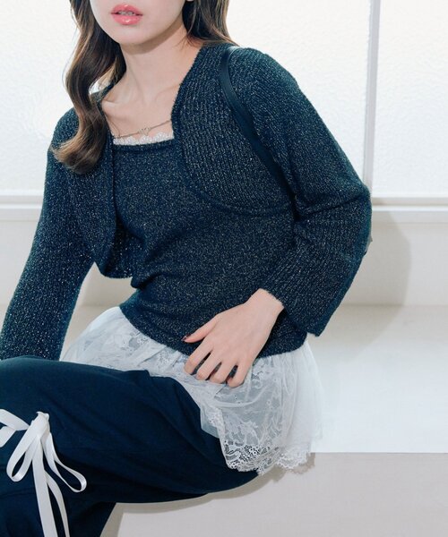 OLIVE des OLIVE（オリーブデオリーブ）の「ボレロペプラムキャミセット（アンサンブル・レディース・オフホワイト/ピンク/ブラック/イエロー・FREE）」の3枚目の写真