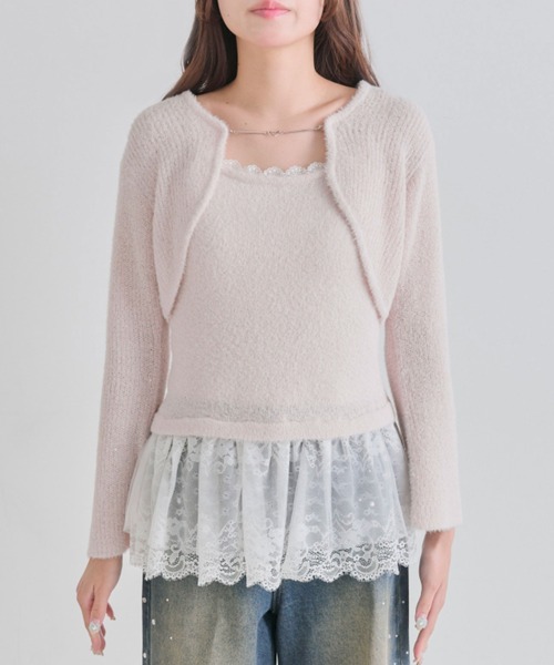 OLIVE des OLIVE（オリーブデオリーブ）の「ボレロペプラムキャミセット（アンサンブル・レディース・オフホワイト/ピンク/ブラック/イエロー・FREE）」の5枚目の写真