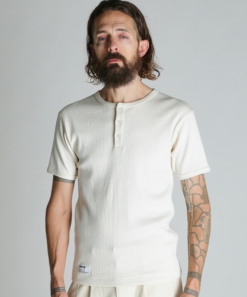 Schott(ショット)の「Schott/ショット/ARMY RIB HENLEY T-SHIRT/アーミーリブ ヘンリー Tシャツ(Tシャツ/カットソー・メンズ・チャコールグレー/ナチュラル/ブルーグレー・M/L/XL/2XL)」の3枚目の写真