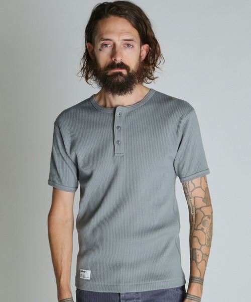 Schott(ショット)の「Schott/ショット/ARMY RIB HENLEY T-SHIRT/アーミーリブ ヘンリー Tシャツ(Tシャツ/カットソー・メンズ・チャコールグレー/ナチュラル/ブルーグレー・M/L/XL/2XL)」の1枚目の写真