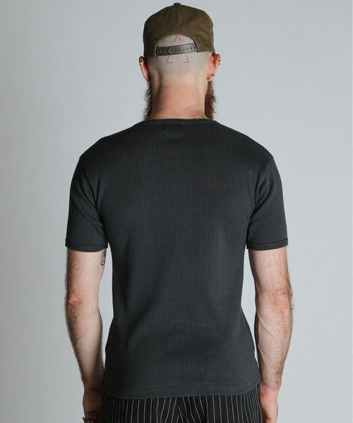 Schott(ショット)の「Schott/ショット/ARMY RIB HENLEY T-SHIRT/アーミーリブ ヘンリー Tシャツ(Tシャツ/カットソー・メンズ・チャコールグレー/ナチュラル/ブルーグレー・M/L/XL/2XL)」の5枚目の写真