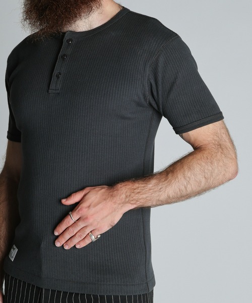 Schott(ショット)の「Schott/ショット/ARMY RIB HENLEY T-SHIRT/アーミーリブ ヘンリー Tシャツ(Tシャツ/カットソー・メンズ・チャコールグレー/ナチュラル/ブルーグレー・M/L/XL/2XL)」の7枚目の写真