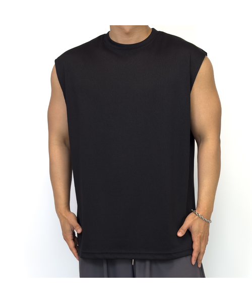 PACIENCIA(パシエンシア)の「ワイドショルダーオーバーサイズメッシュノースリーブ(Tシャツ/カットソー・メンズ・ホワイト/ブラック・X-LARGE/XX-LARGE/LARGE)」の2枚目の写真
