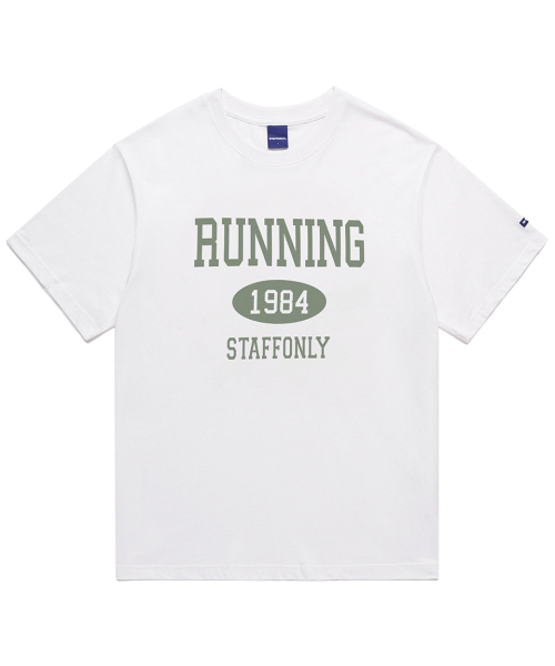 STAFF ONLY(スタッフオンリー)の「RUNING BIG LOGO TEE (WHITE-OLIVE)(Tシャツ/カットソー・メンズ・その他・MEDIUM/LARGE)」の1枚目の写真