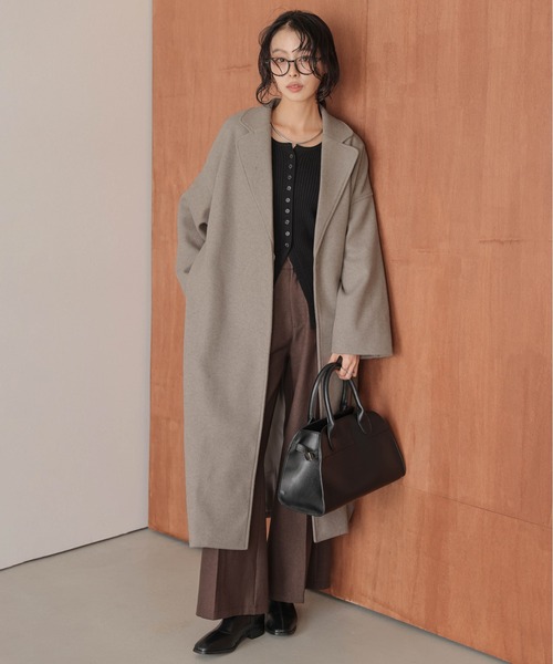 La-gemme（ラジェム）の「ロングチェスターコート（チェスターコート・レディース・ブラック/モカ/ベージュ/グレー/ブラウン・フリー）」の5枚目の写真