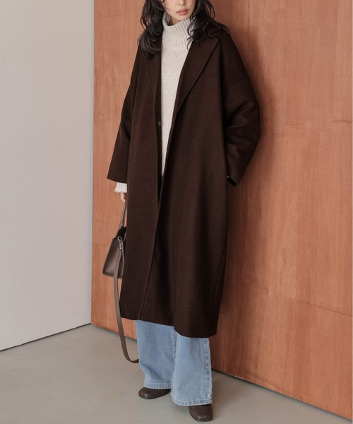 La-gemme（ラジェム）の「ロングチェスターコート（チェスターコート・レディース・ブラック/モカ/ベージュ/グレー/ブラウン・フリー）」の3枚目の写真