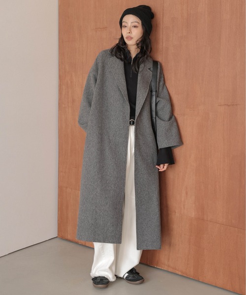 La-gemme（ラジェム）の「ロングチェスターコート（チェスターコート・レディース・ブラック/モカ/ベージュ/グレー/ブラウン・フリー）」の2枚目の写真