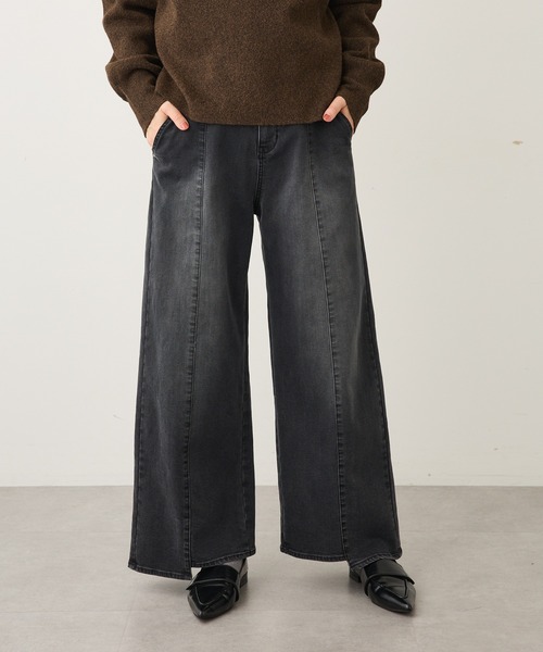 CRAFT STANDARD BOUTIQUE（クラフトスタンダードブティック）の「裏起毛デニムワイドストレートパンツ（デニムパンツ・レディース・インディゴブルー/ブラック・M/L）」の2枚目の写真