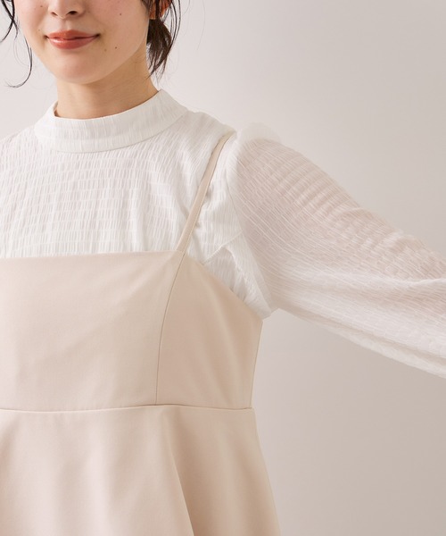 VIS（ビス）の「【WEB限定】美easyコンフォートツイルペプラム切替キャミワンピース/イージーケア・UVケア（ワンピース・レディース・ベージュ/ネイビー/グレー・FREE）」の16枚目の写真