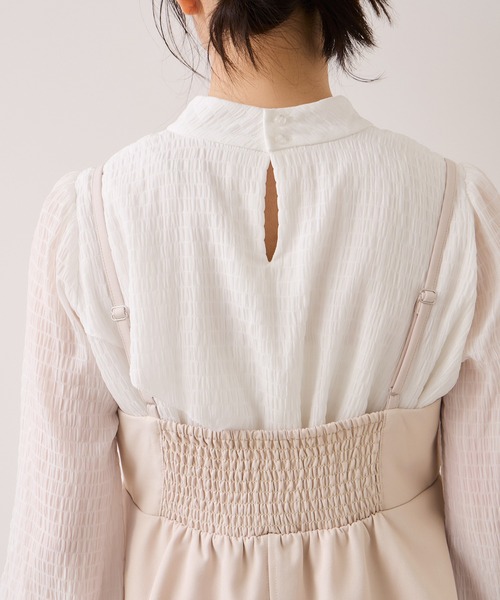 VIS（ビス）の「【WEB限定】美easyコンフォートツイルペプラム切替キャミワンピース/イージーケア・UVケア（ワンピース・レディース・ベージュ/ネイビー/グレー・FREE）」の9枚目の写真