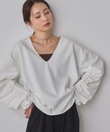 ブークレ 深Vネック ボリュームスリーブトップス