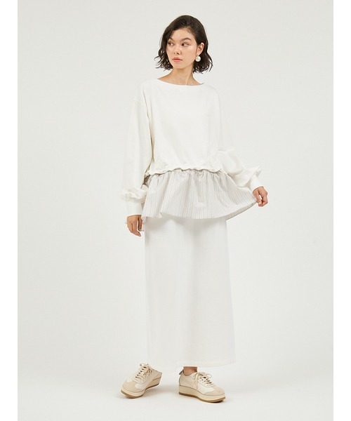 emmi（エミ）の「【NEW YEAR'S SPECIAL ITEM】布帛ドッキング裏毛セットアップ（ワンピース・レディース・イエロー/ネイビー/ホワイト/グレー・0/1）」の2枚目の写真