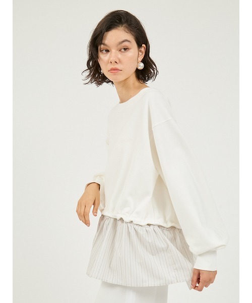 emmi（エミ）の「【NEW YEAR'S SPECIAL ITEM】布帛ドッキング裏毛セットアップ（ワンピース・レディース・イエロー/ネイビー/ホワイト/グレー・0/1）」の14枚目の写真