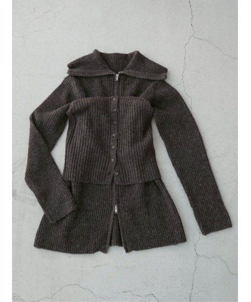 TRUNC(トランクエイティーエイト)の「Zip Up Tunic Knit / ジップアップチュニックニット(ニット/セーター・レディース・ベージュ/ブラウン・FREE)」の2枚目の写真