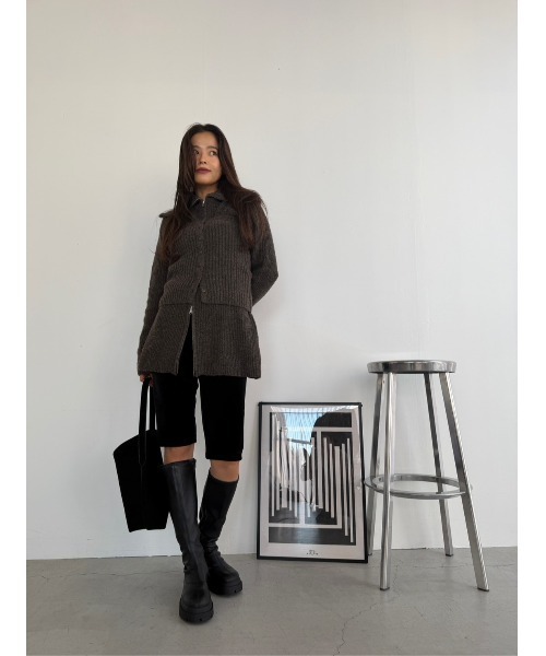 TRUNC(トランクエイティーエイト)の「Zip Up Tunic Knit / ジップアップチュニックニット(ニット/セーター・レディース・ベージュ/ブラウン・FREE)」の21枚目の写真