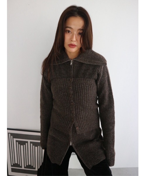 TRUNC(トランクエイティーエイト)の「Zip Up Tunic Knit / ジップアップチュニックニット(ニット/セーター・レディース・ベージュ/ブラウン・FREE)」の10枚目の写真