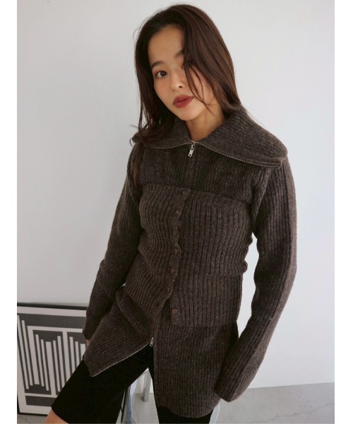 TRUNC(トランクエイティーエイト)の「Zip Up Tunic Knit / ジップアップチュニックニット(ニット/セーター・レディース・ベージュ/ブラウン・FREE)」の11枚目の写真