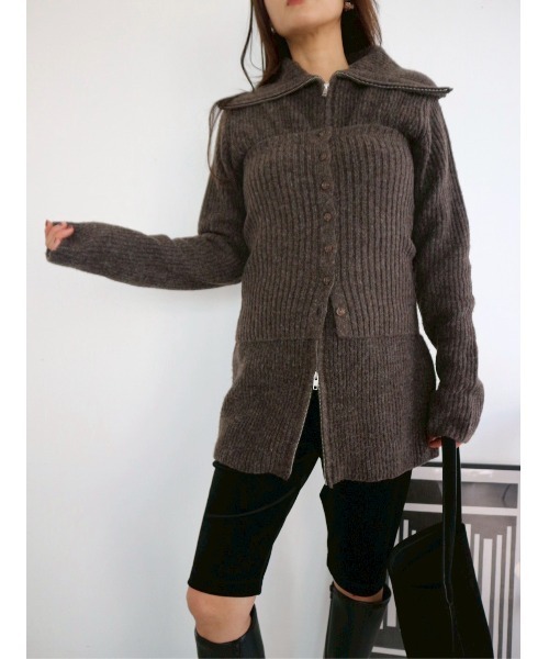 TRUNC(トランクエイティーエイト)の「Zip Up Tunic Knit / ジップアップチュニックニット(ニット/セーター・レディース・ベージュ/ブラウン・FREE)」の14枚目の写真
