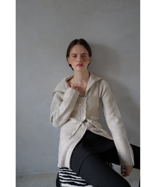 TRUNC(トランクエイティーエイト)の「Zip Up Tunic Knit / ジップアップチュニックニット(ニット/セーター・レディース・ベージュ/ブラウン・FREE)」の6枚目の写真