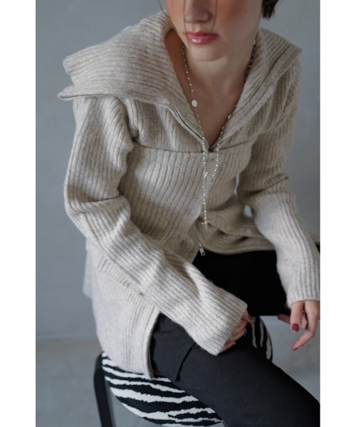 TRUNC(トランクエイティーエイト)の「Zip Up Tunic Knit / ジップアップチュニックニット(ニット/セーター・レディース・ベージュ/ブラウン・FREE)」の7枚目の写真