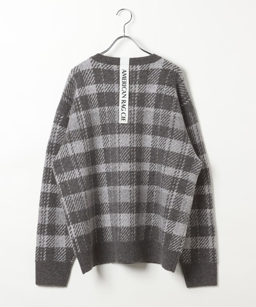 AMERICAN RAG CIE(アメリカンラグシー)の「【AMERICAN RAG CIE】チェックジャガードニット(MEN)(ニット/セーター・メンズ・グレー/ベージュ・LARGE/MEDIUM)」の3枚目の写真