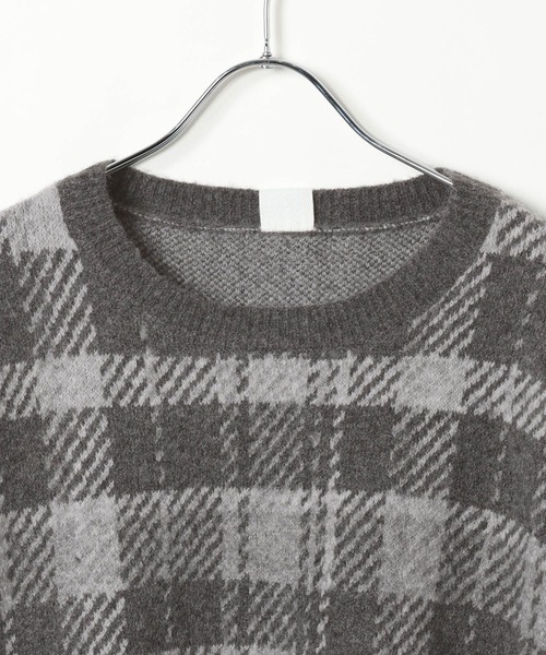 AMERICAN RAG CIE(アメリカンラグシー)の「【AMERICAN RAG CIE】チェックジャガードニット(MEN)(ニット/セーター・メンズ・グレー/ベージュ・LARGE/MEDIUM)」の4枚目の写真