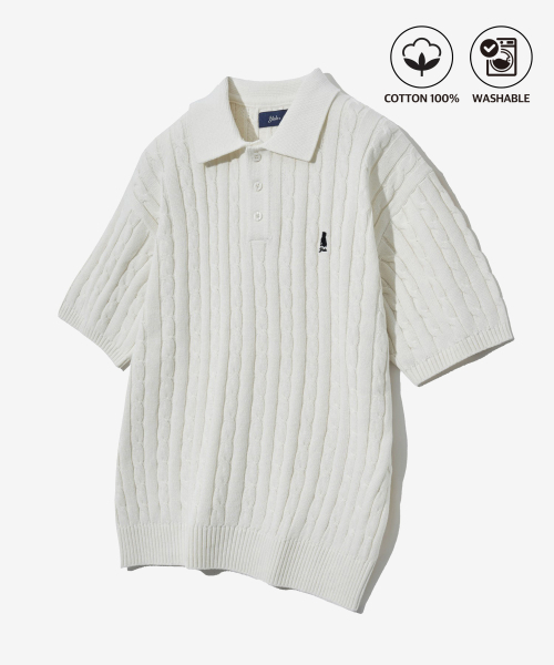 YALE(イェール)の「ヘリテージ ダン 半袖ポロニット アイボリー(Tシャツ/カットソー・レディース・その他・S/M/L/XL)」の2枚目の写真