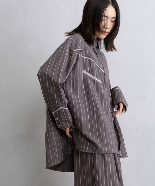 MARECHAL TERRE(マルシャルテル)の「ウエスタンルーズオーバーシャツ(シャツ/ブラウス・レディース・ネイビー/チャコールグレー/オフホワイト/ブラック/ピンク・MEDIUM)」の16枚目の写真