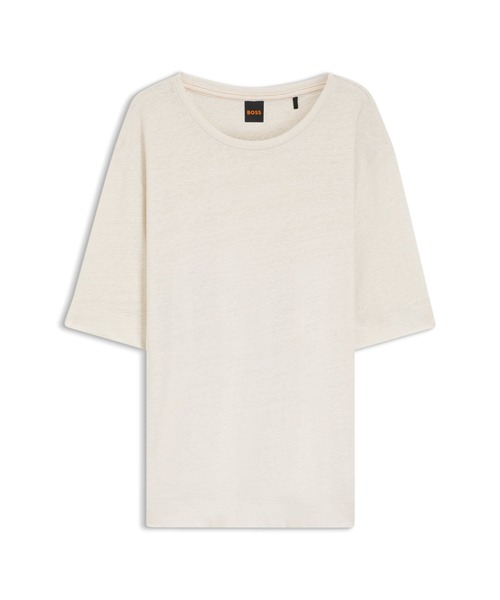 BOSS(ボス)の「リネン Tシャツ ロゴエンブロイダリー(Tシャツ/カットソー・レディース・ホワイト/ベージュ・XS/S/L/M)」の6枚目の写真