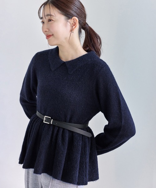 ROPE' PICNIC(ロペピクニック)の「アンゴラ混ペプラムニット(ニット/セーター・レディース・ライトグレー/ネイビー/ミント/ベージュ・FREE)」の1枚目の写真