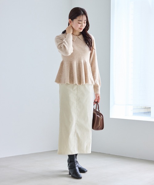 ROPE' PICNIC(ロペピクニック)の「アンゴラ混ペプラムニット(ニット/セーター・レディース・ライトグレー/ネイビー/ミント/ベージュ・FREE)」の11枚目の写真