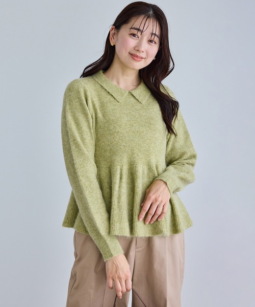 ROPE' PICNIC(ロペピクニック)の「アンゴラ混ペプラムニット(ニット/セーター・レディース・ライトグレー/ネイビー/ミント/ベージュ・FREE)」の18枚目の写真