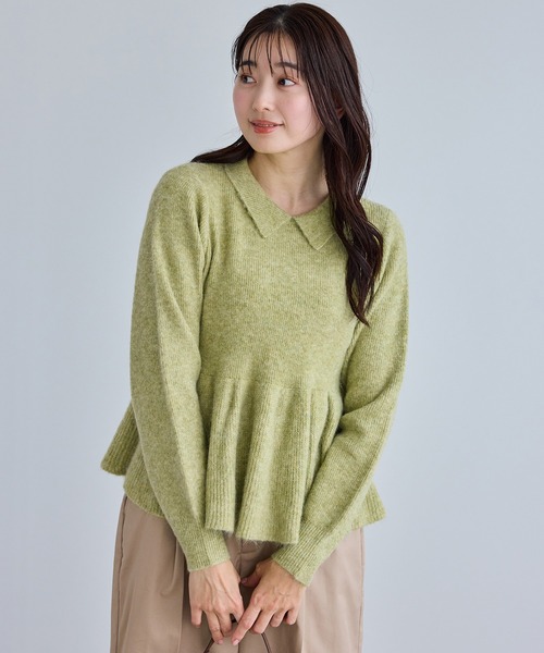 ROPE' PICNIC(ロペピクニック)の「アンゴラ混ペプラムニット(ニット/セーター・レディース・ライトグレー/ネイビー/ミント/ベージュ・FREE)」の19枚目の写真