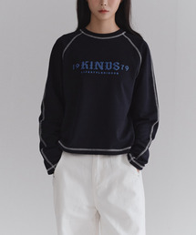 KINDS（カインズ）の「コンパクトロゴナグランロングスリーブTシャツ_Navy（Tシャツ/カットソー）」