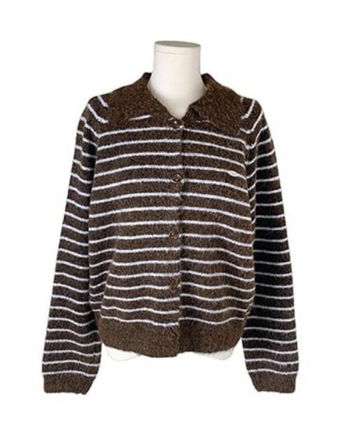 anyonemore（エニワンモア）の「ボーダー柄ペンダント襟付きニットカーディガン（カーディガン/ボレロ・レディース・ブラウン・FREE）」の16枚目の写真